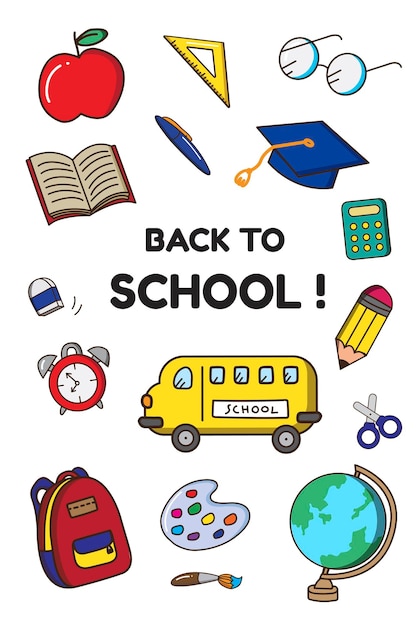 Free Vector back to school stationery vector