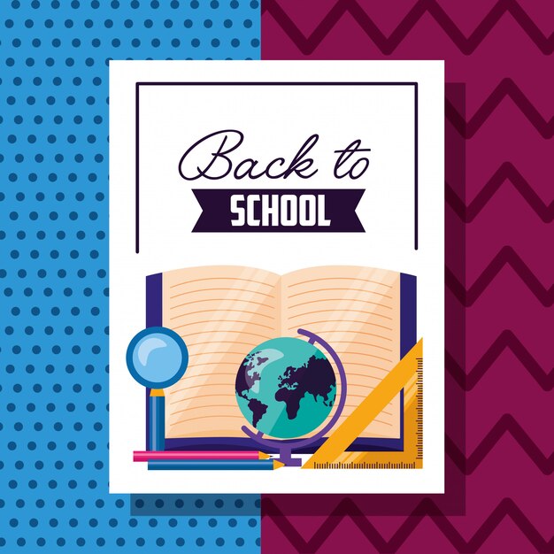 Back to school supplies flat illustration