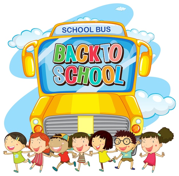 Back to school template with children