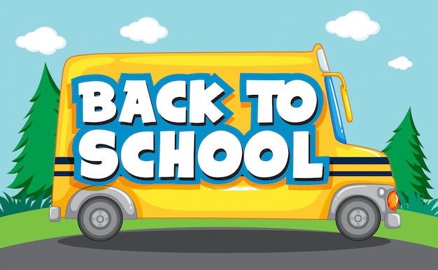 Free Vector back to school template with school bus