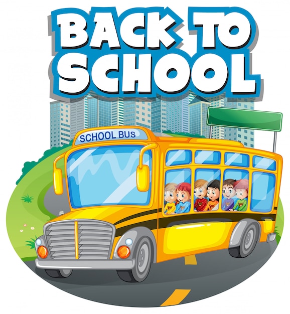 Free vector back to school template with school bus