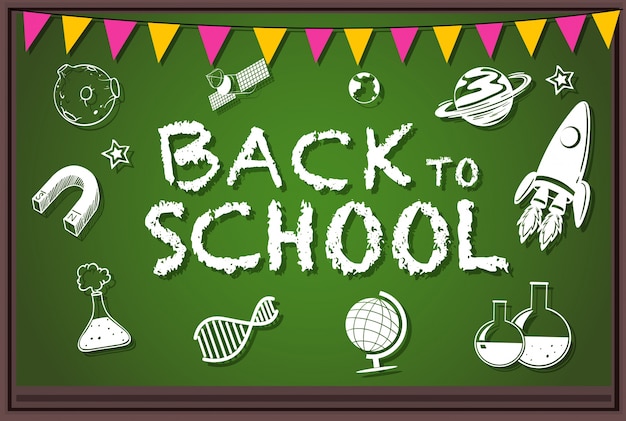 Free Vector back to school theme with writing on board