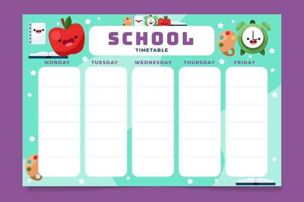 Back to school timetable template