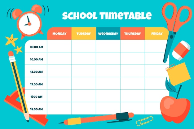 Back to school timetable template