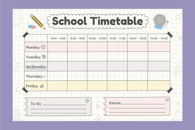 Back to school timetable template