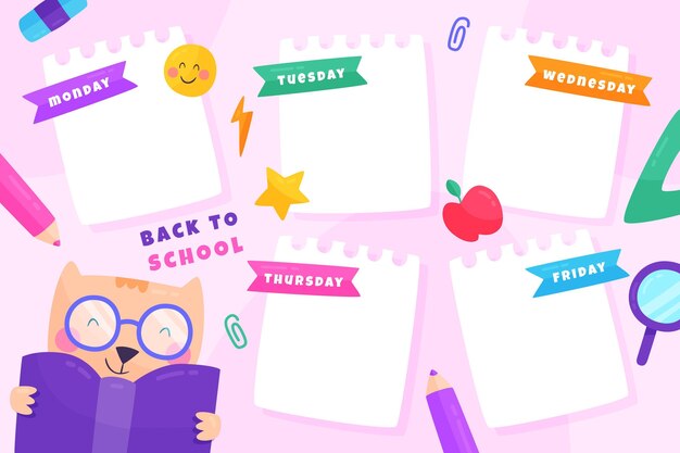 Back to school timetable template