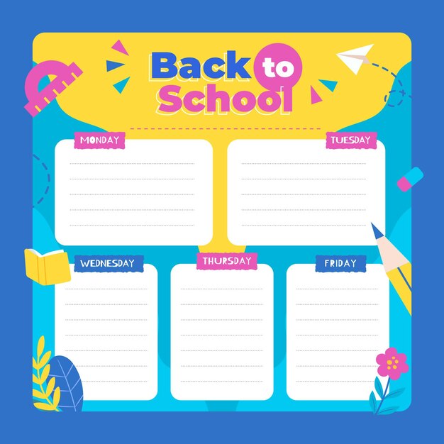 Back to school timetable template