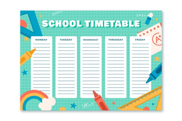 Back to school timetable template