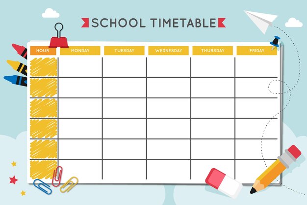 Back to school timetable