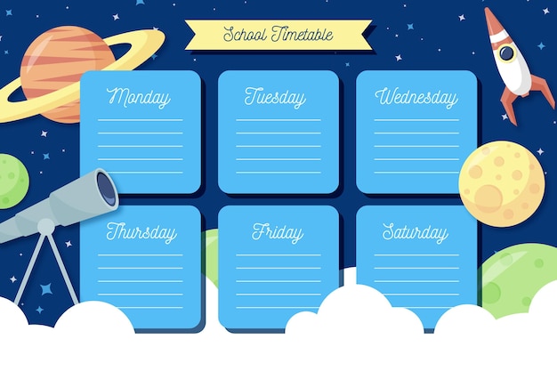 Free vector back to school timetable