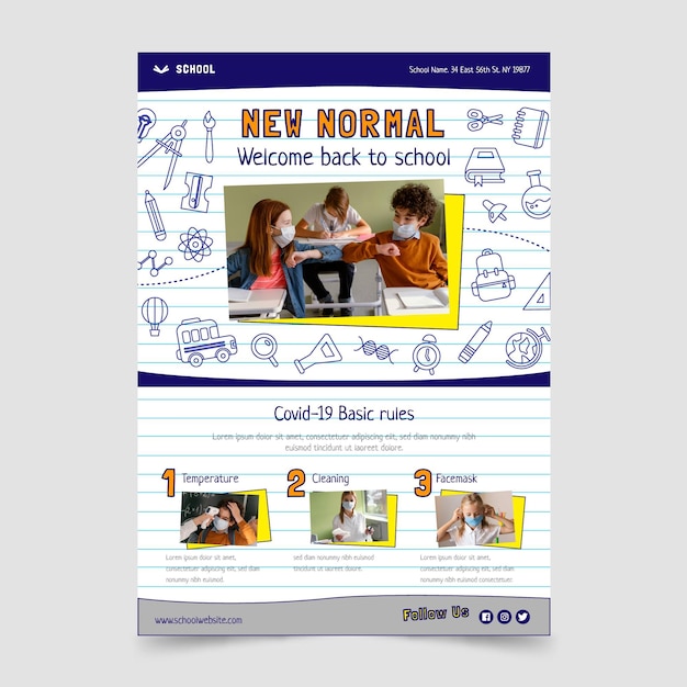 Back to school vertical flyer template with photo