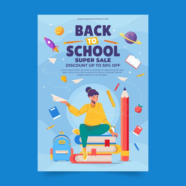 Back to school vertical poster template