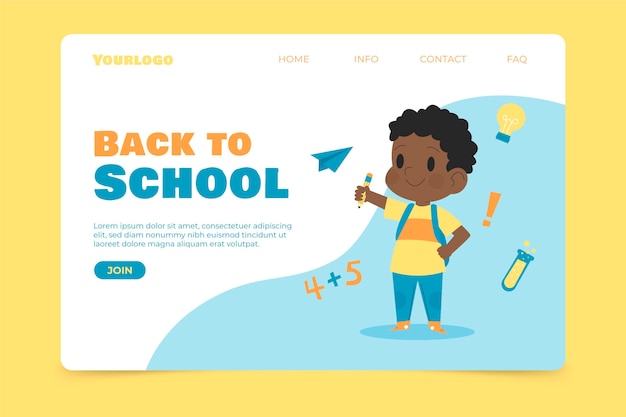 Back to school with child landing page