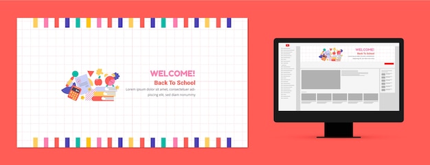 Back to school youtube channel art  design template