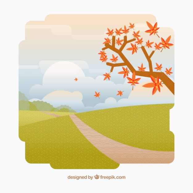 Free vector background of autumnal landscape