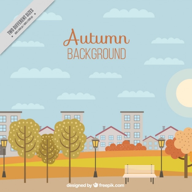 Free vector background of autumnal park