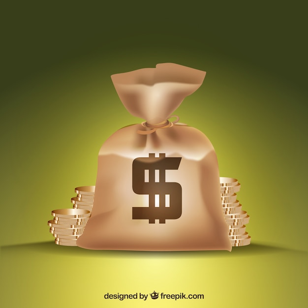 Free Vector background of bag with dollar symbol and coins