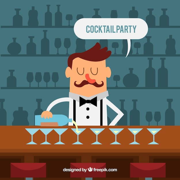 Free Vector background of barman serving cocktails