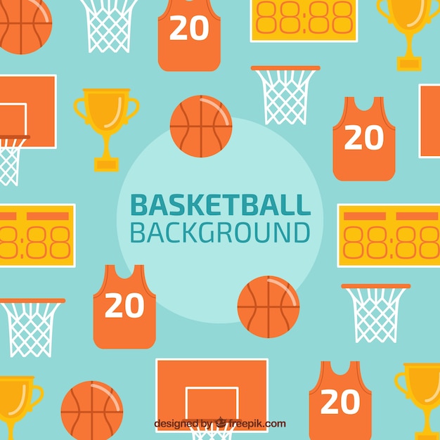 Free Vector background of basketball elements in flat design