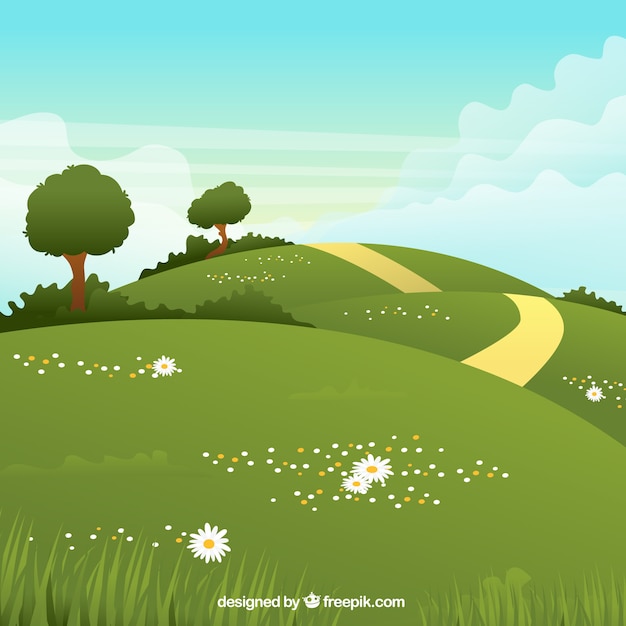 Free Vector background of beautiful landscape with trees