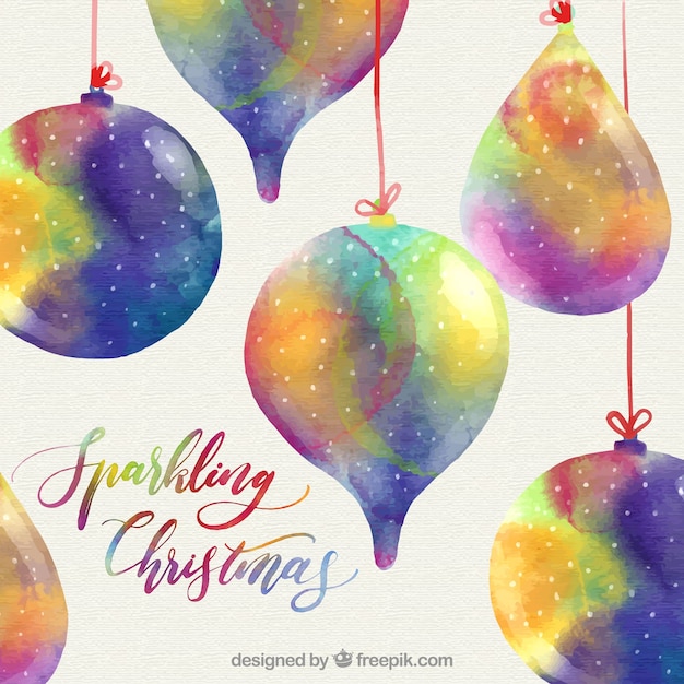 Background of beautiful watercolor christmas balls