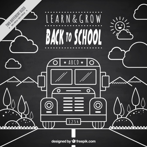 Free Vector  background in blackboard style school bus