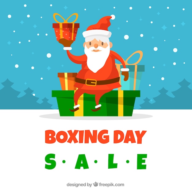 Free Vector background for a boxing day with santa claus