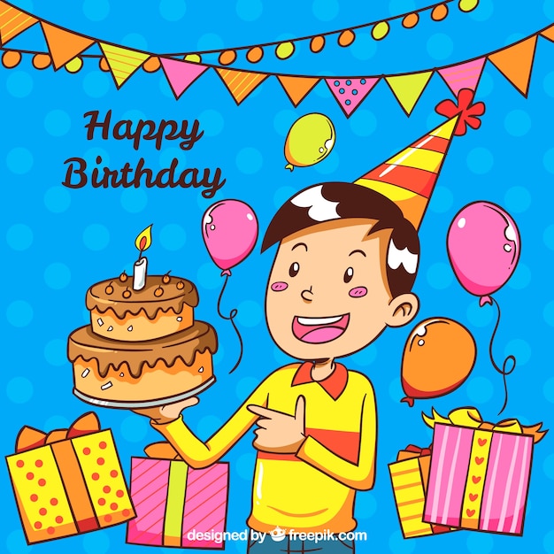 Background of boy celebrating birthday