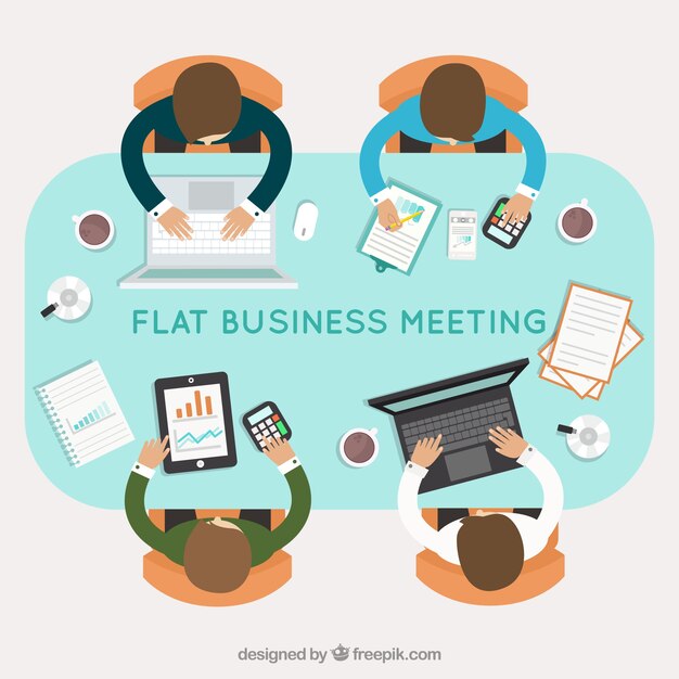 Background of business meeting in flat design