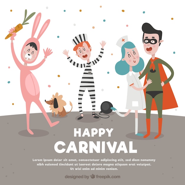 Free Vector background for carnival with flat persons