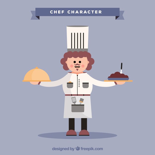 Background of chef character with two dishes