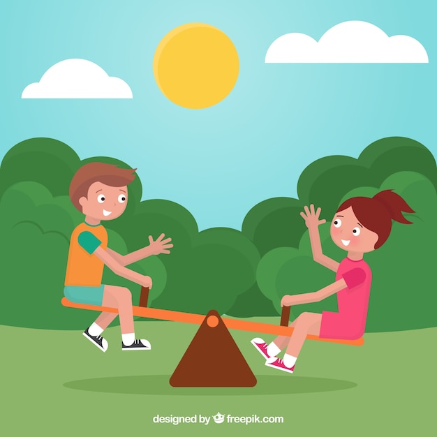 Background of children in park playing