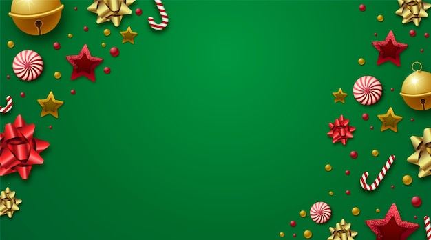 Background christmas with realistic decoration