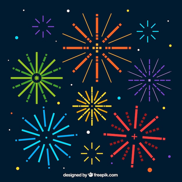 Free Vector background of colored rockets in flat design