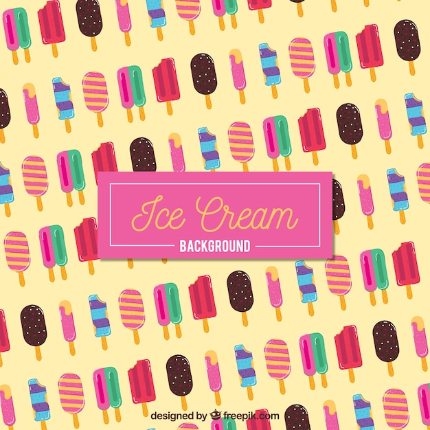 Free Vector background of colorful ice cream in flat design