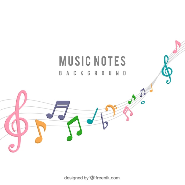 Background of colorful musical notes