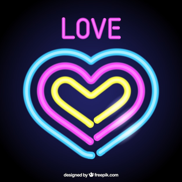 Background of colorful neon hearts