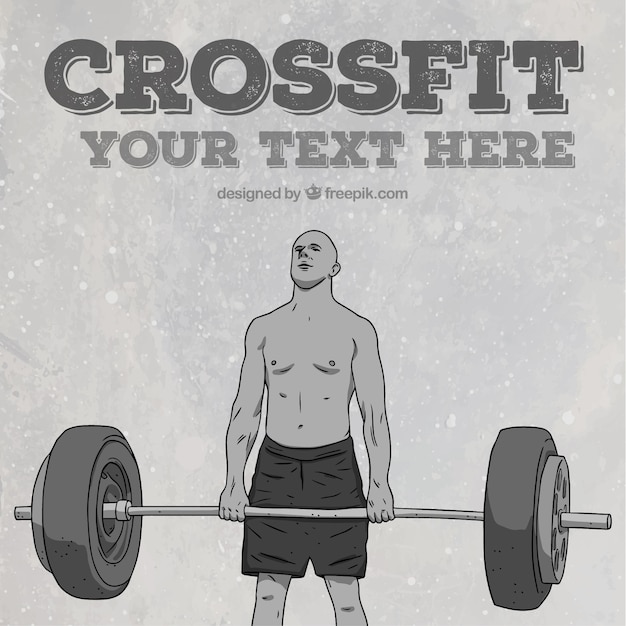 Free vector background of crossfit and man lifting weights hand drawn