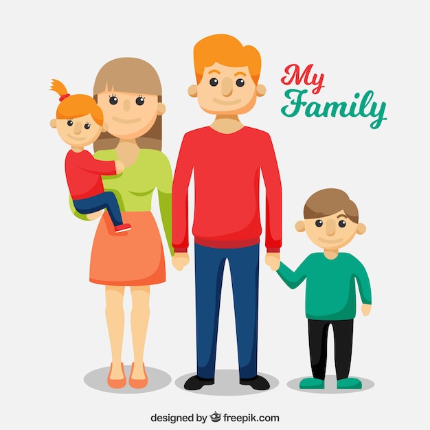 Free Vector background of cute family in flat design