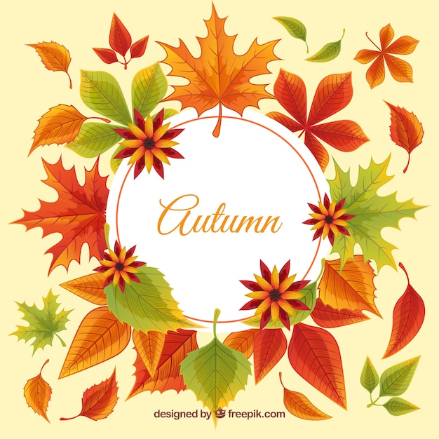 Free Vector background of decorative autumn leaves