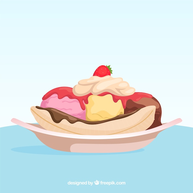 Background of delicious dessert with ice cream