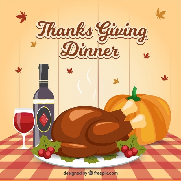 Free Vector background of delicious dishes for thanksgiving dinner