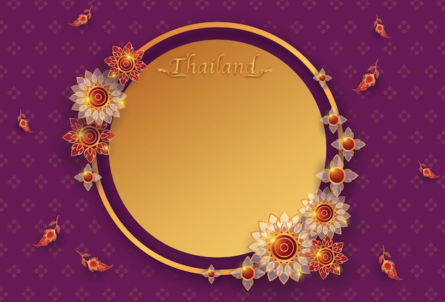 Background design elements Line Thai Thai pattern background Thai art and asian style luxury banner with frame decoration