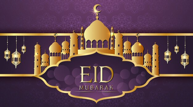 Background design for Muslim festival Eid Mubarak