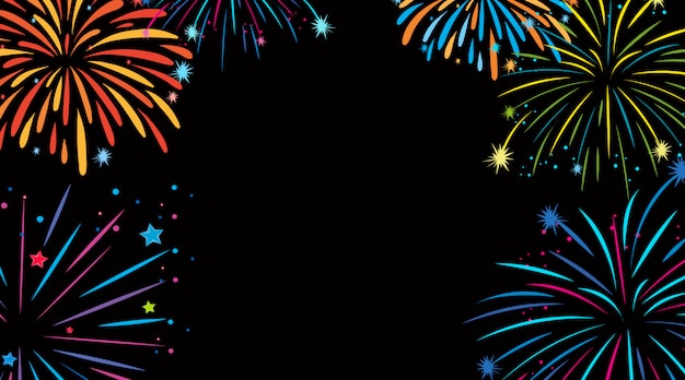 Free vector background design with colorful fireworks