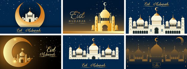 Background designs for Muslim festival Eid Mubarak