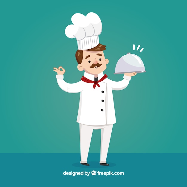 Free Vector background of elegant cook with tray