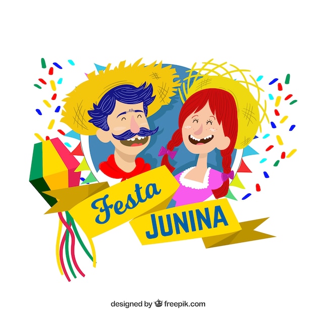 Background of festa junina with people smiling