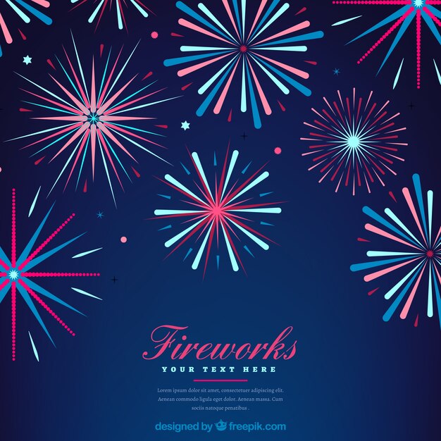 Background of fireworks in flat design