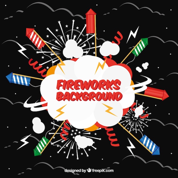 Free vector background of fireworks and rockets